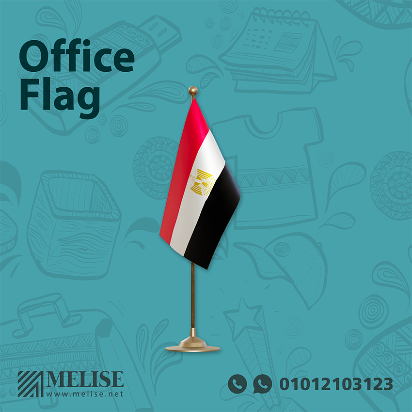 Custom Office Flag | Metal Stand & Printed Logo | Melise Egypt