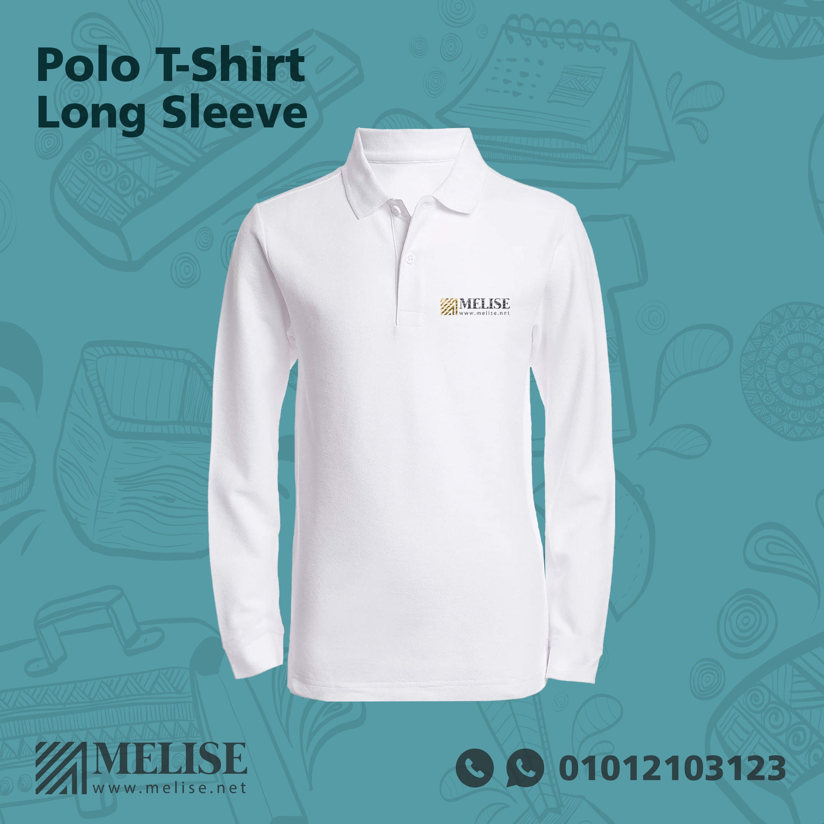Polo T-shirt Long Sleeve | 100% Cotton | Embroidered Logo | Melise Egypt
