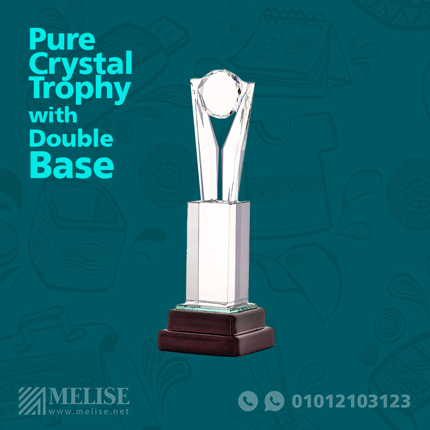 Pure Crystal Double Base Trophy | Engraved Logo | Melise Egypt