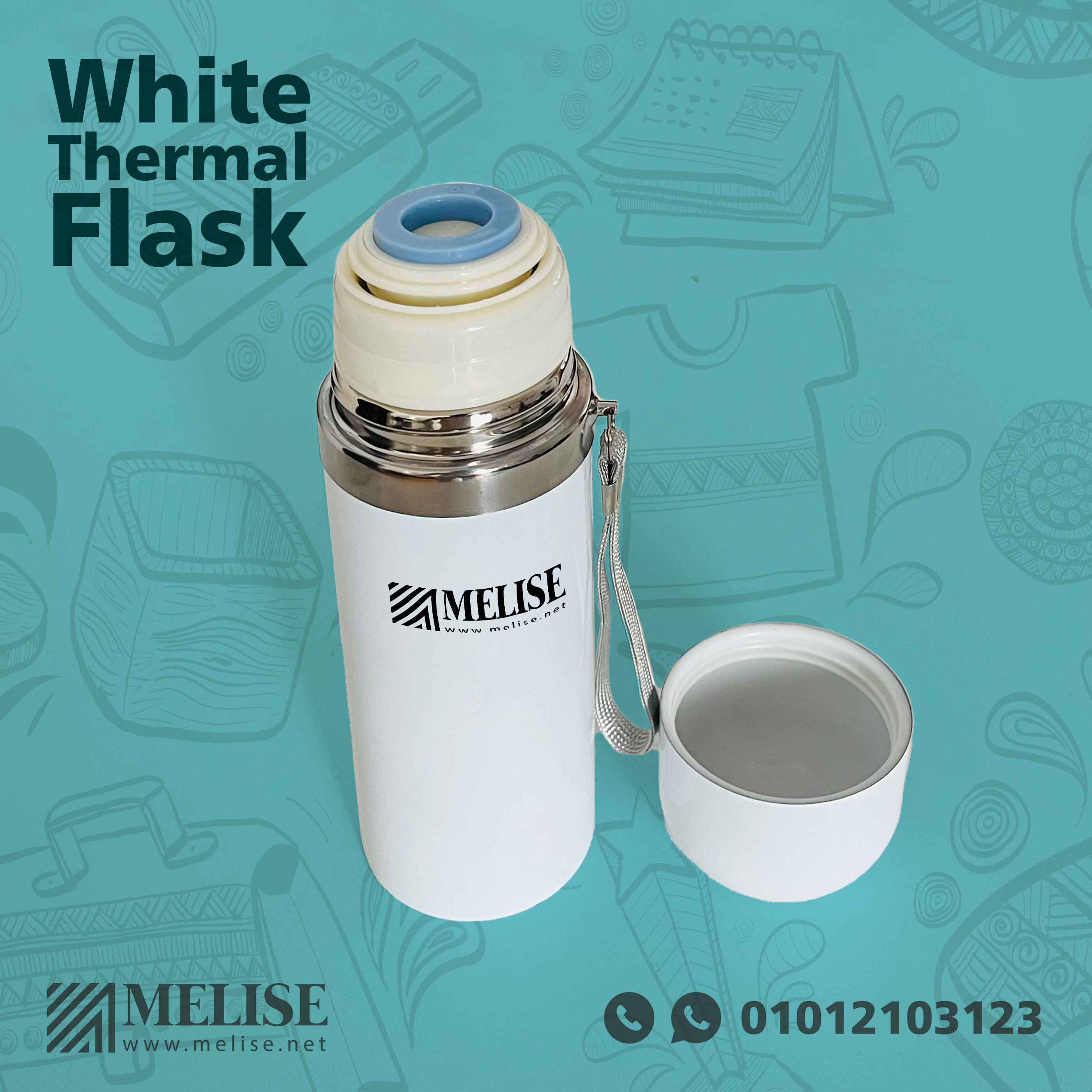 White Thermal Flask | Custom Printed | Melise Egypt Giveaways