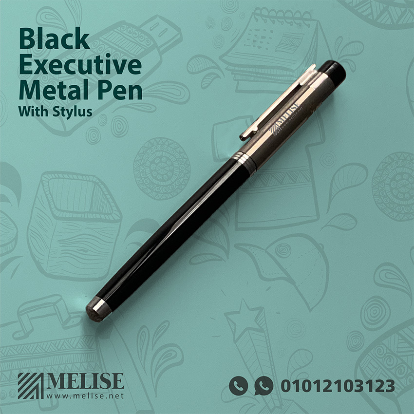 Black Executive Metal Pen with Stylus – Custom Pens