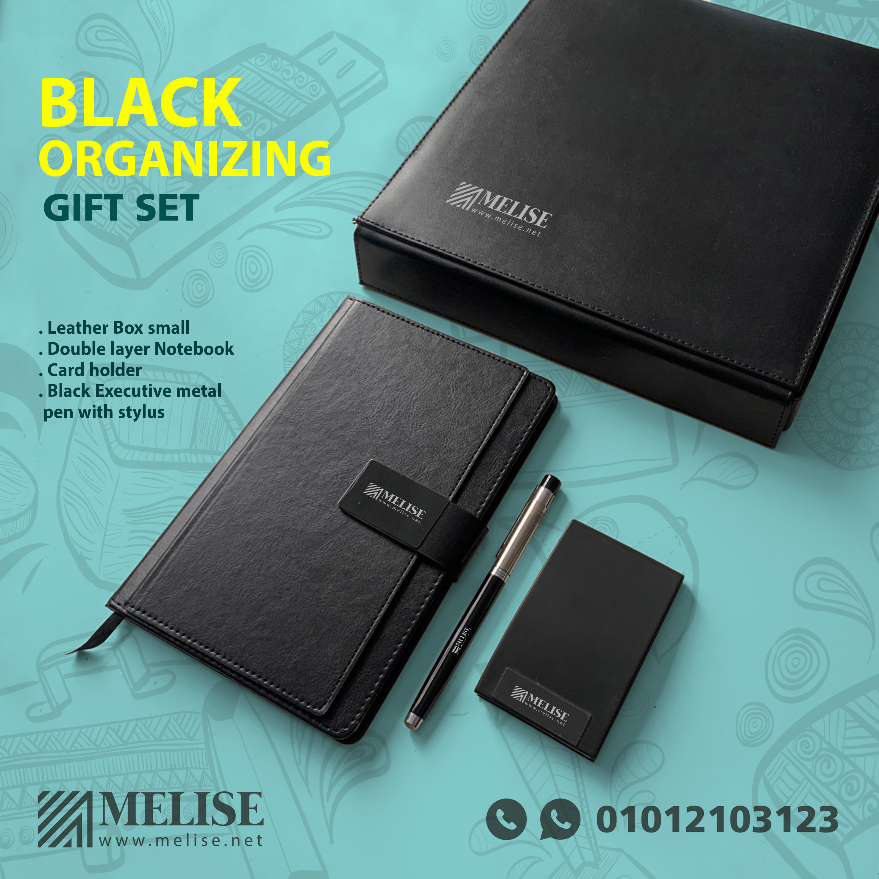 Black Organizing Gift Set – Elegant Leather Office Essentials