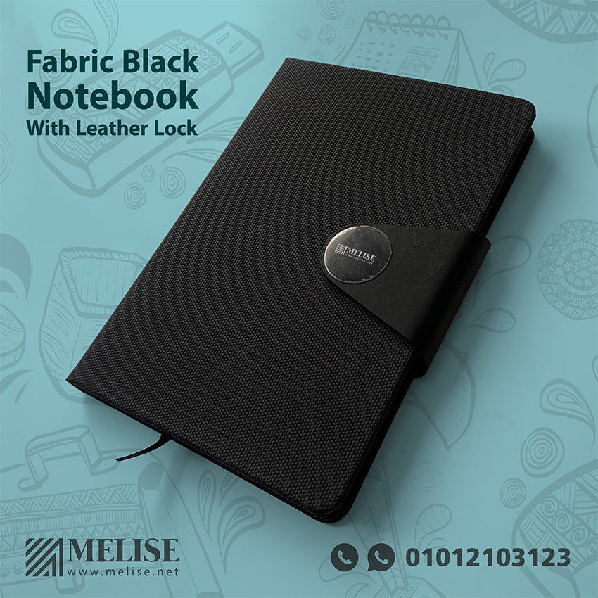 Fabric Black Notebook with Leather Lock – Elegant Corporate Giveaway