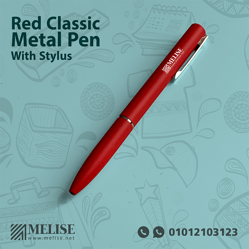 Red Classic Metal Pen with Stylus – Custom Pens by Melise