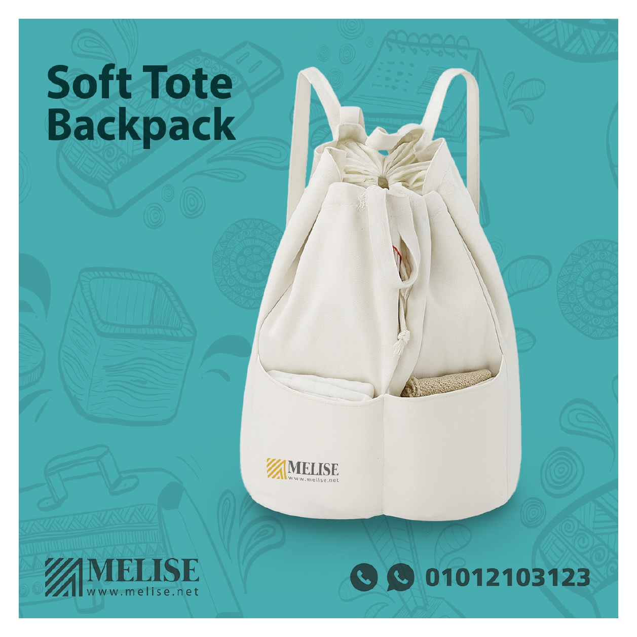 Soft Tote Back Pack made of durable canvas with spacious compartments and lightweight design for daily use