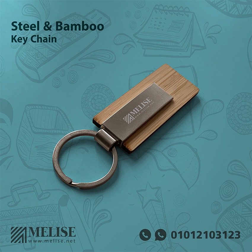 Steel & Bamboo Key Chain – Eco-Friendly Wooden Gift by Melise