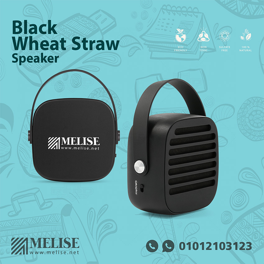 Black Wheat Straw Speaker showcasing eco-friendly compact design and clear sound
