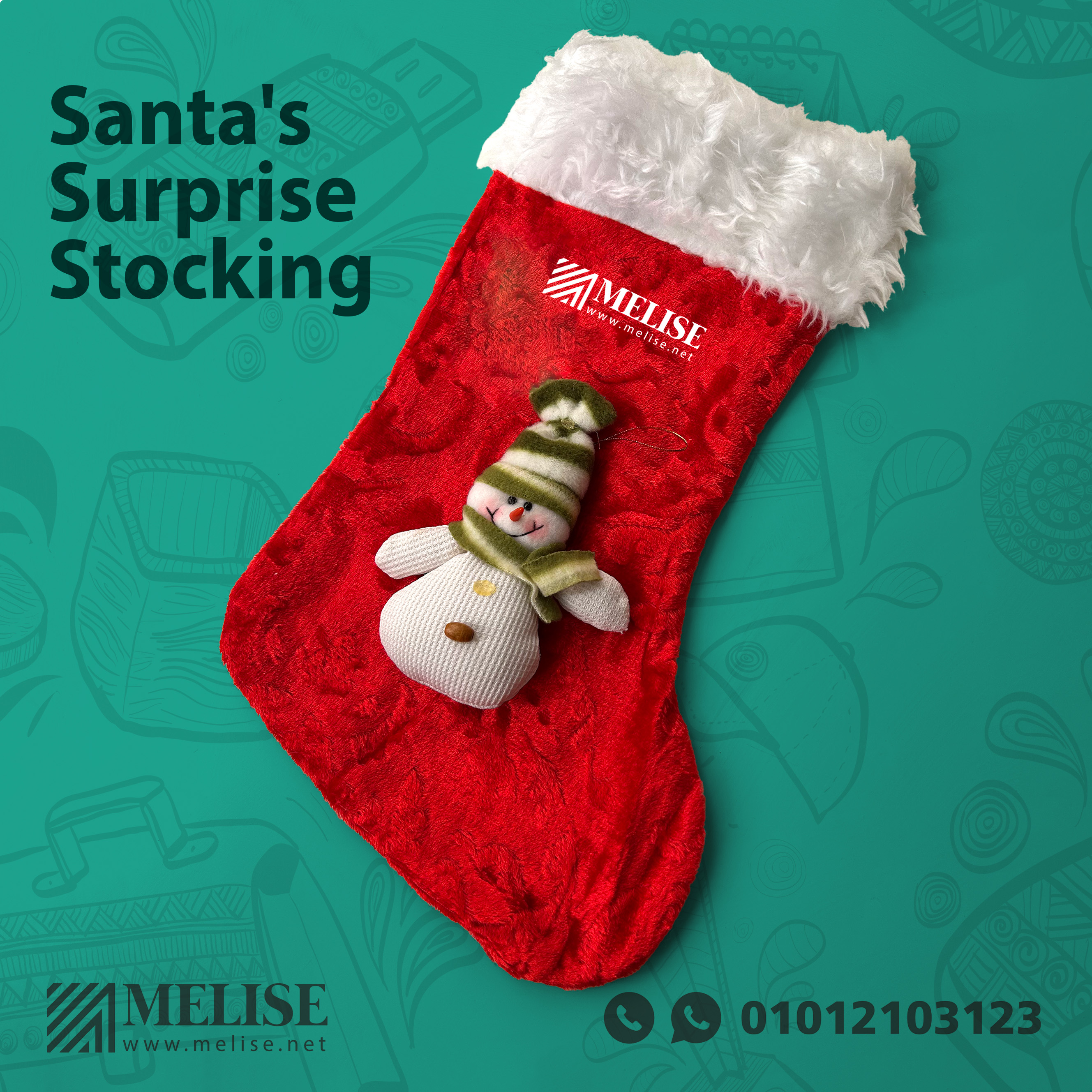 Santa's surprise stocking plush red Christmas stocking with soft fur trim for festive gifting and holiday joy