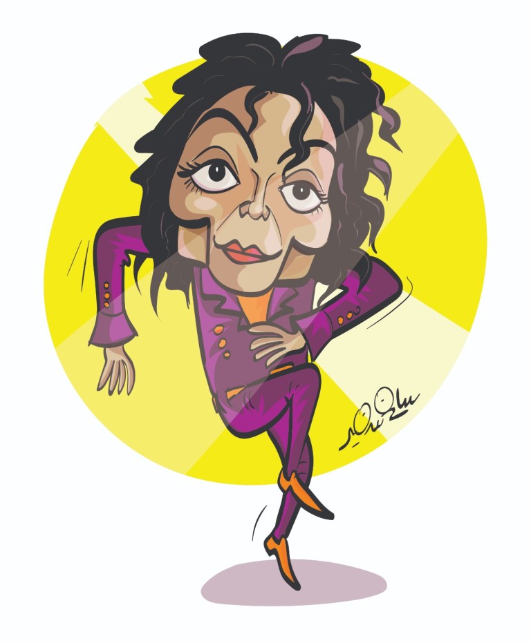 An abstract cartoon illustration inspired by Michael Jackson's iconic dance style