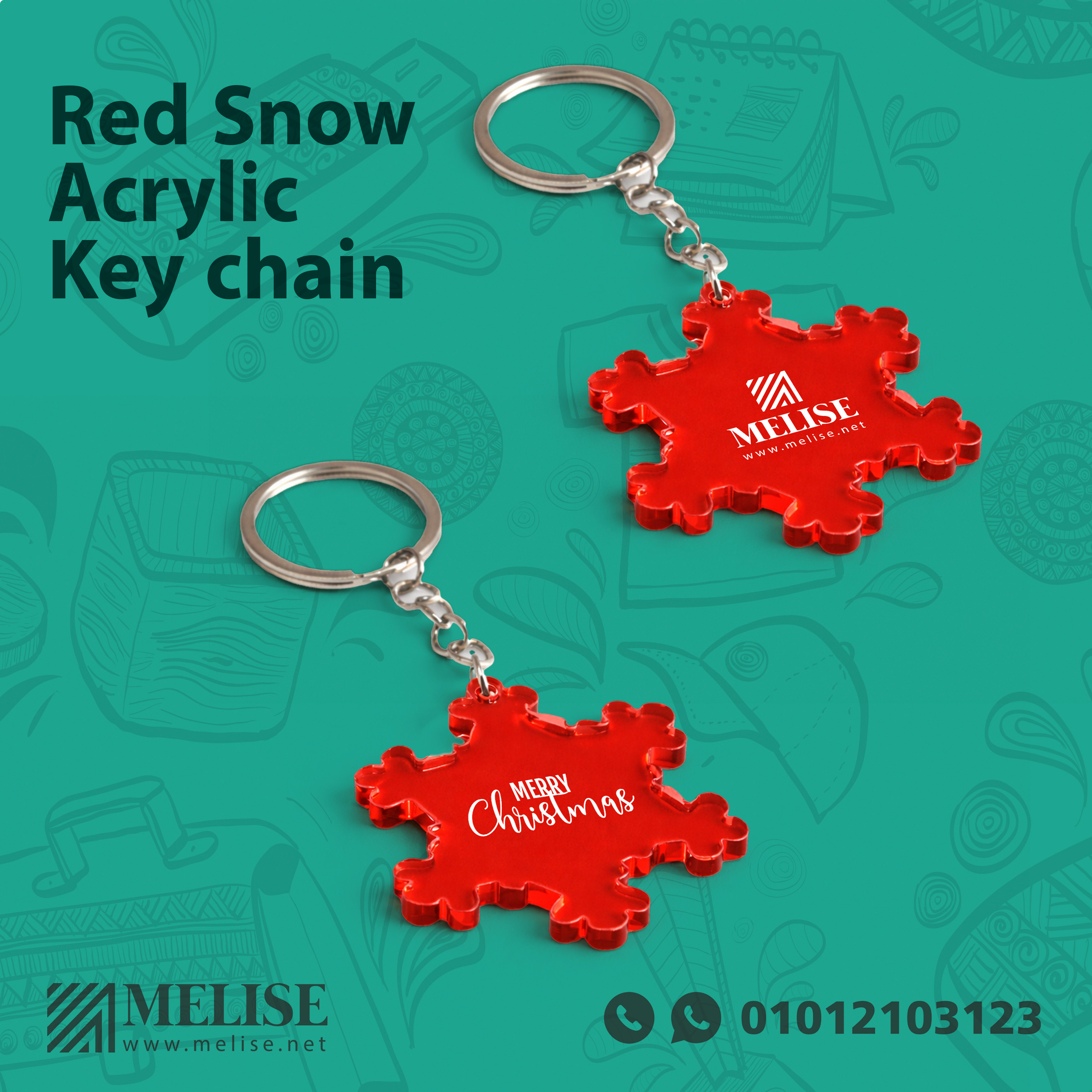 Red Snow Acrylic Key Chain – Office Essentials