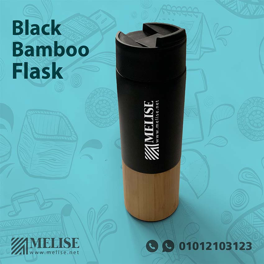 Black Bamboo Flask – Eco-Friendly Corporate Gift by Melise