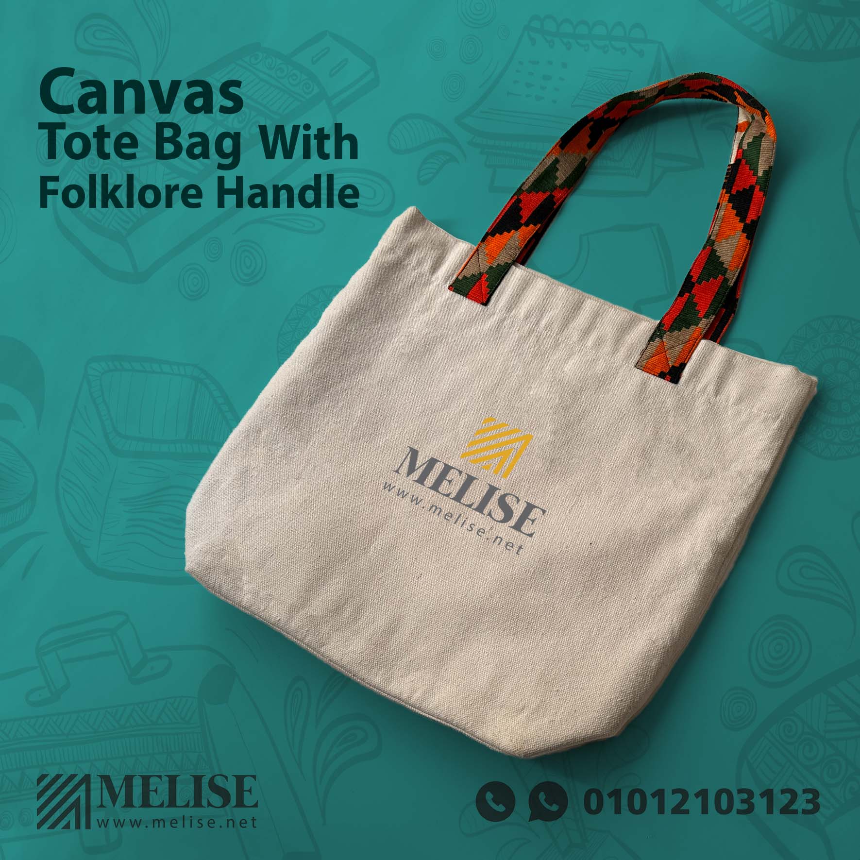 Canvas Tote Bag with Folklore Handle – Fabric Giveaways by Melise