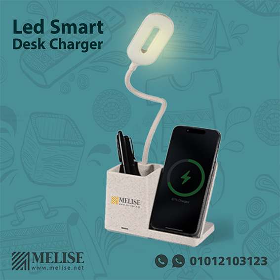 LED Smart Desk Charger with Wireless Charging and Pen Holder