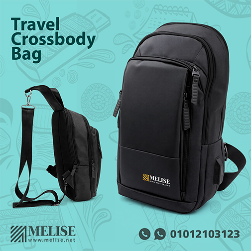 Travel Crossbody Bag in neutral tone with adjustable strap and custom logo printing option