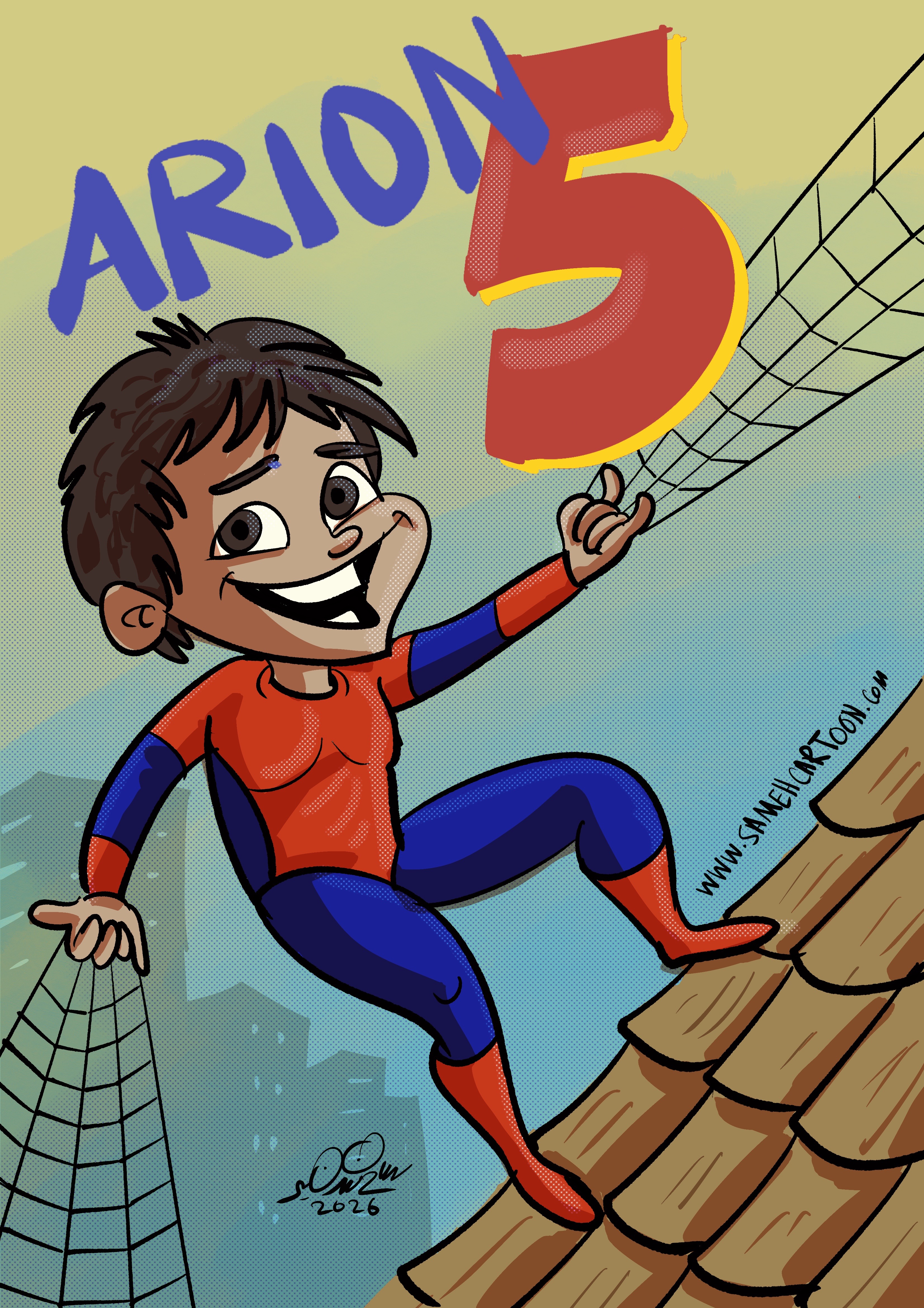 Custom caricature of a child as a superhero