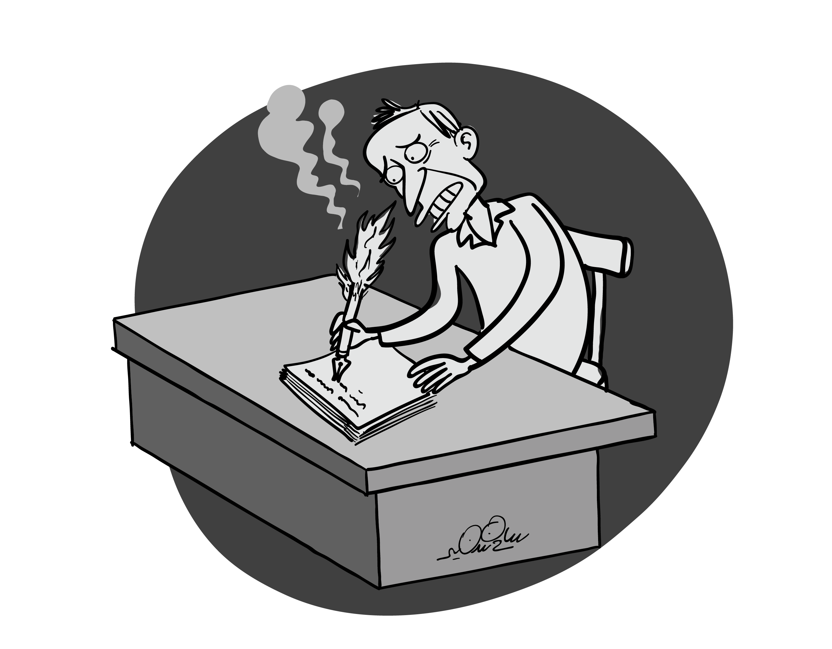 Writing pressure cartoon by Sameh Samir