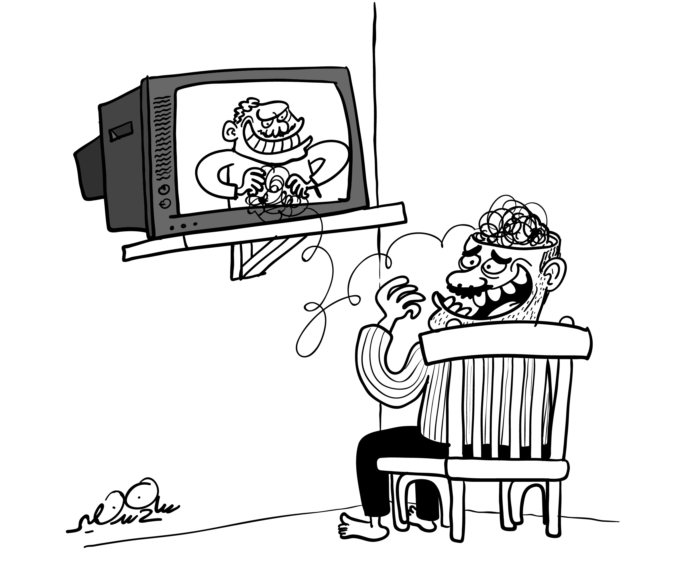 Media influence cartoon illustration by Sameh Samir