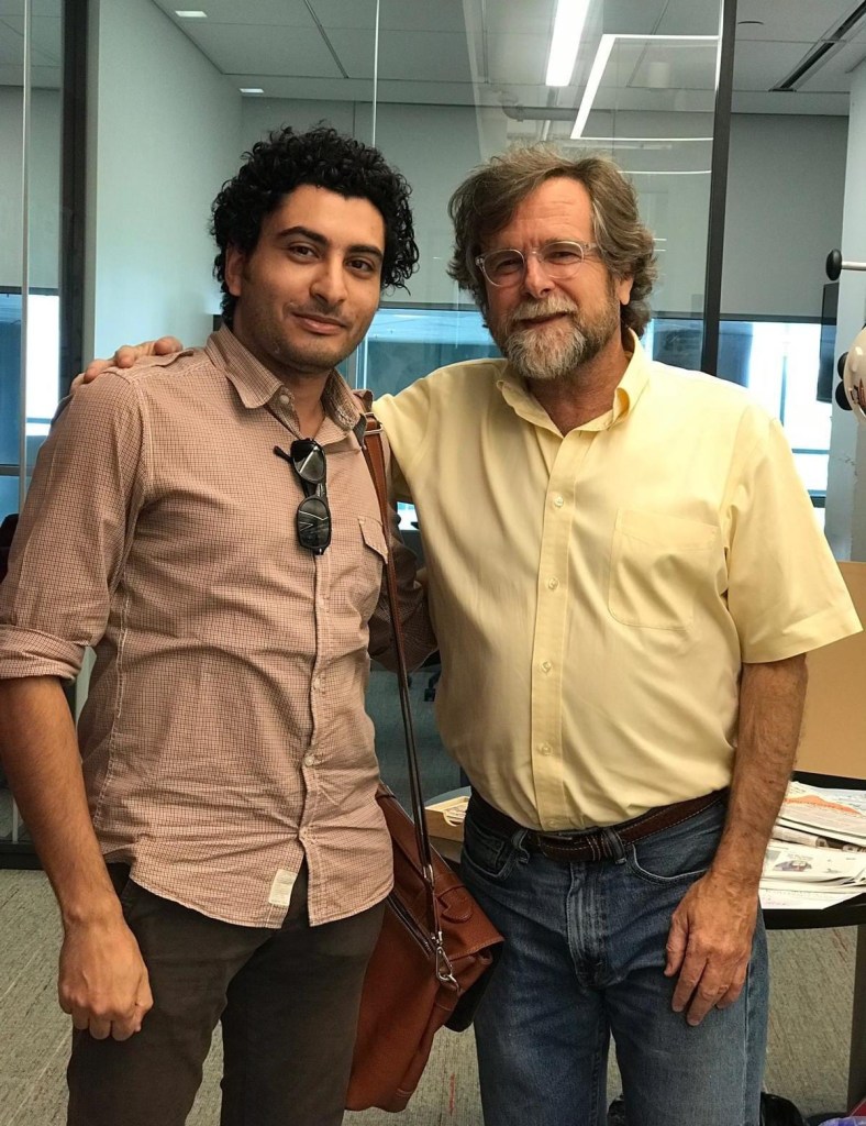 Sameh and Matt Wuerker standing together in the Politico magazine office