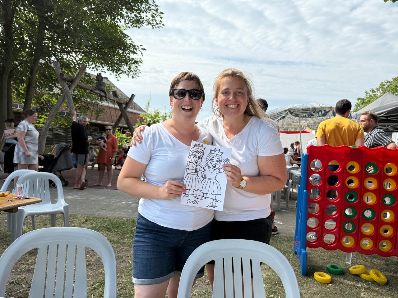 Live caricature of school teachers at a community event in Buggenhout Belgium