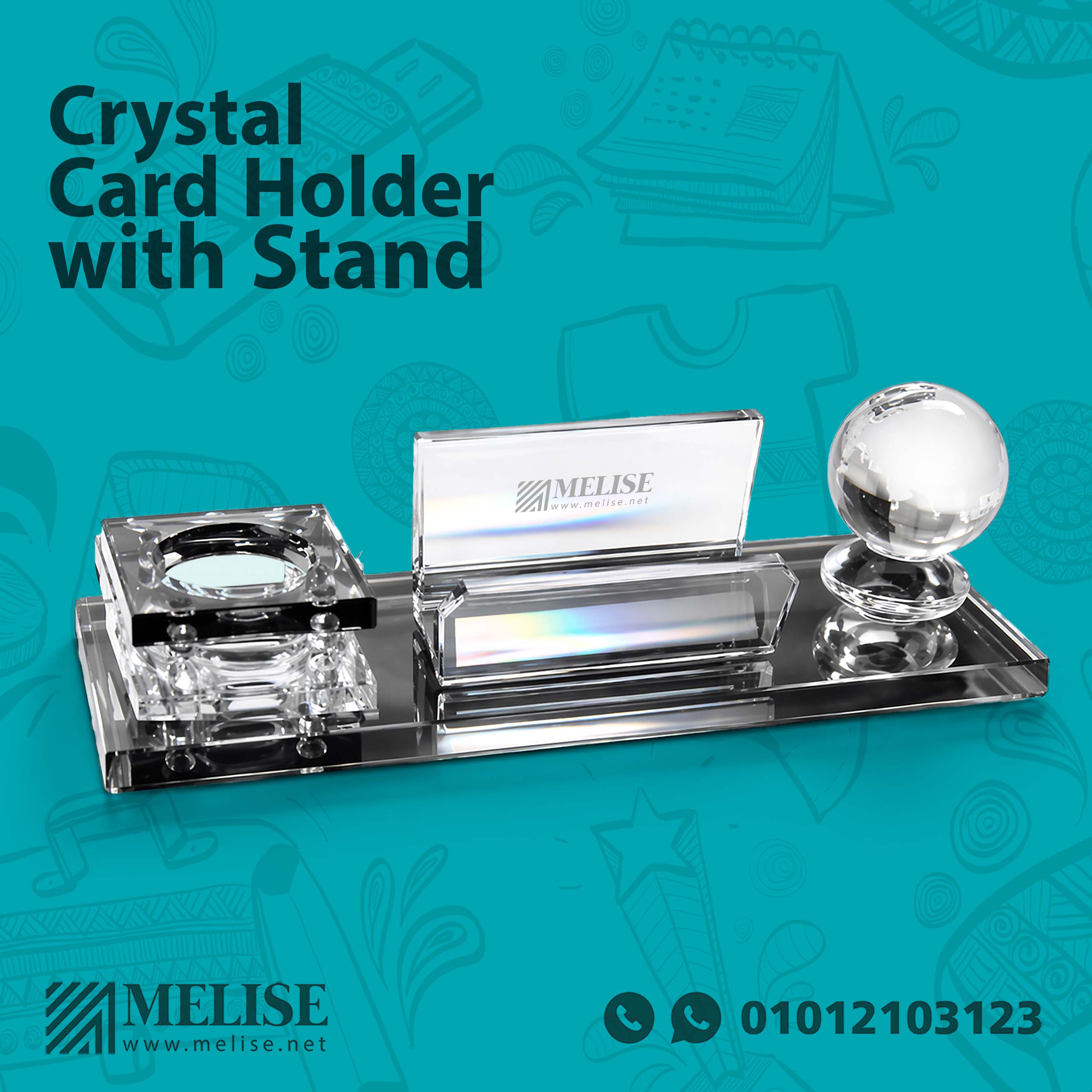 Crystal Card Holder with Stand 20 cm – Elegant Corporate Trophy