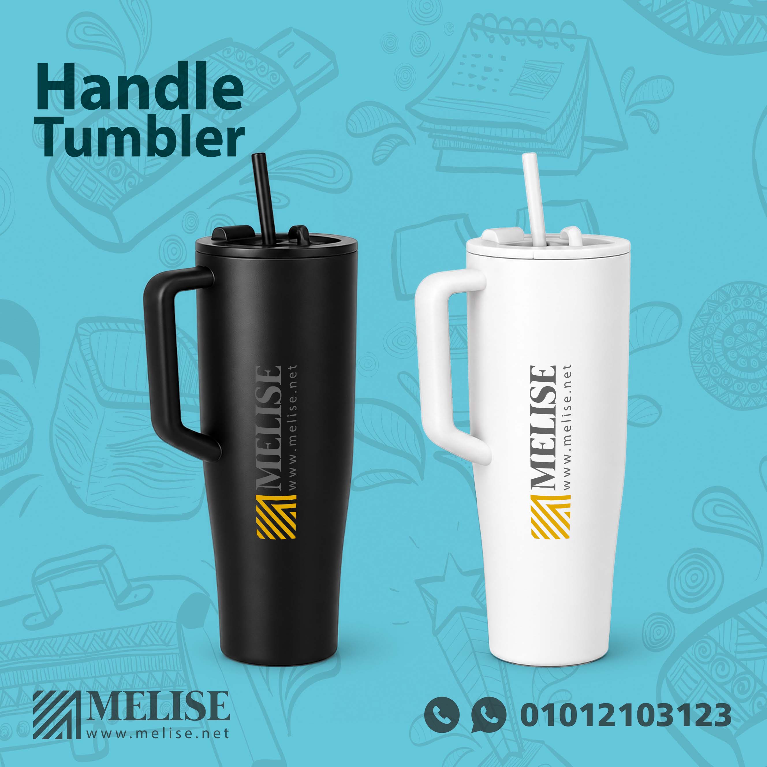Handle Tumbler 1200 ml thermal flask with handle customized with company logo for corporate use in Egypt