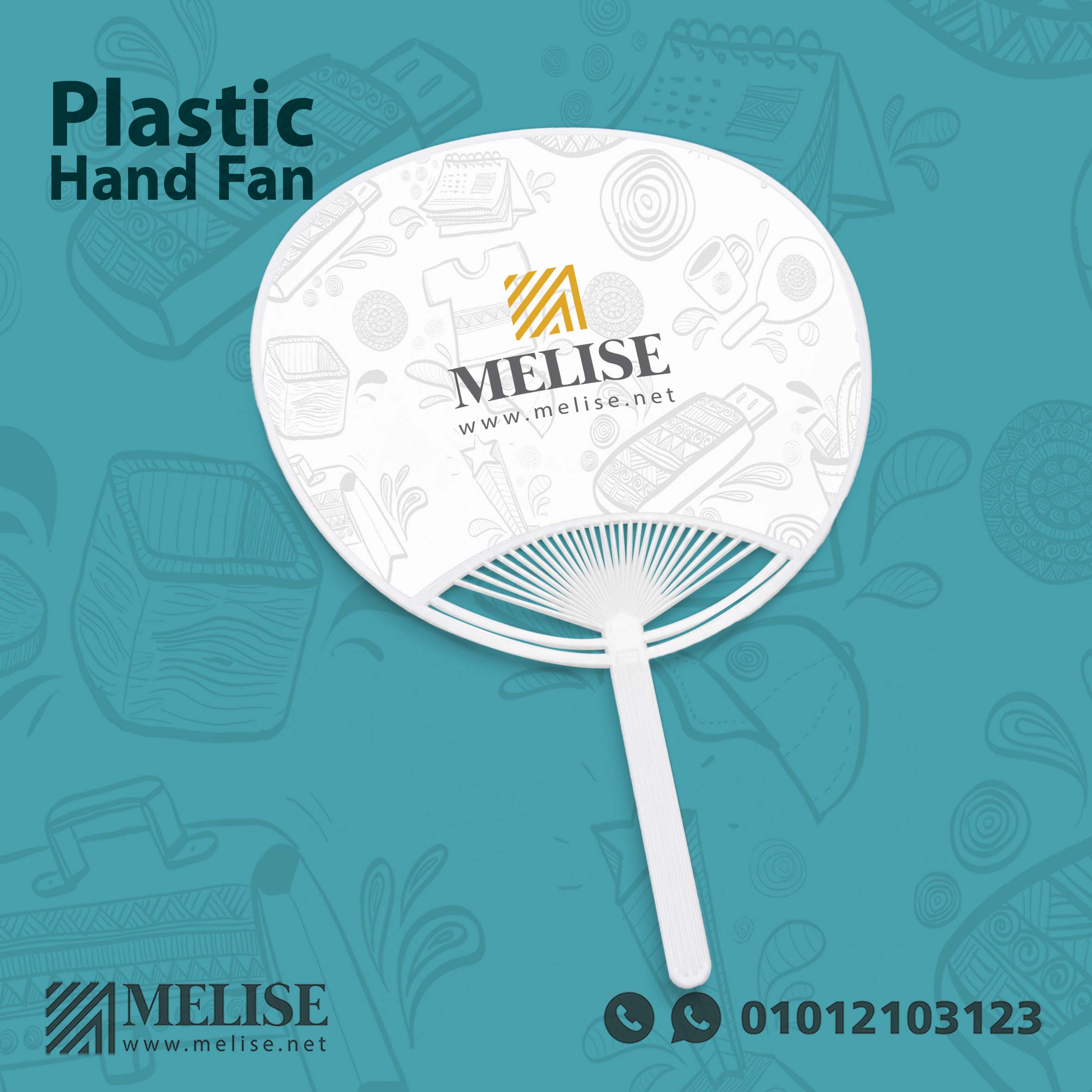 Plastic hand fan designed for cooling during summer events and outdoor activities in Egypt
